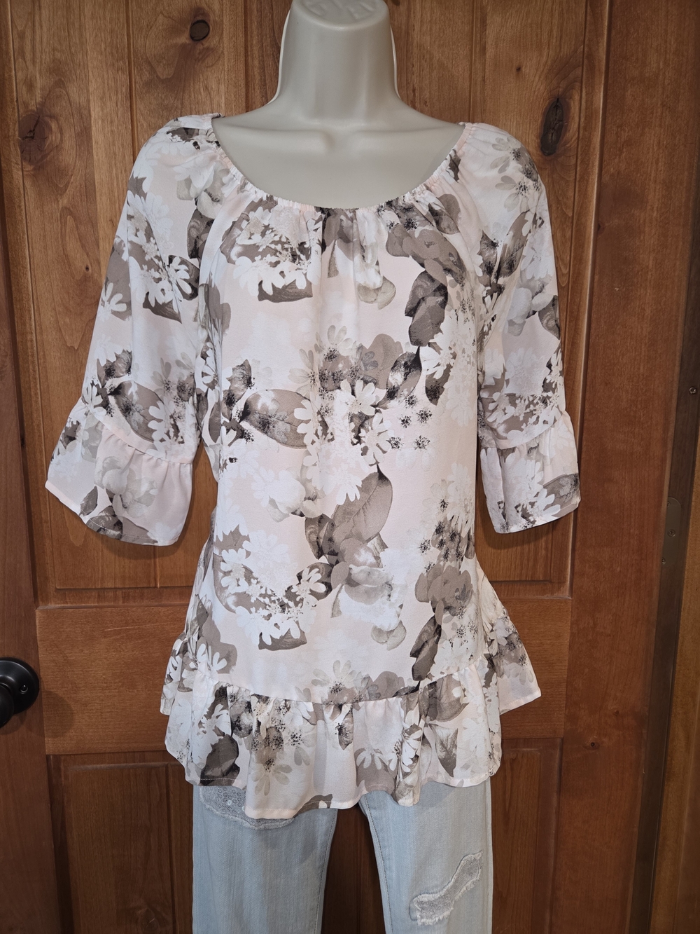 Elle Pink Floral Peplum Tunic